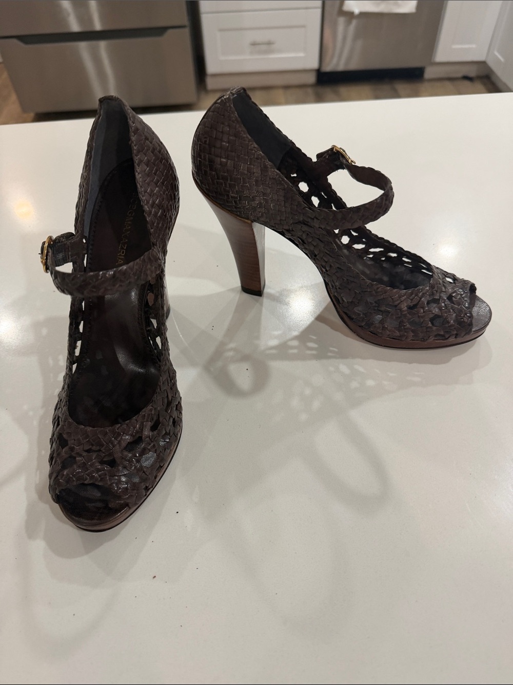 BCBGMaxAzria Dark Brown Woven Mary Jane 👠 vintage Y2K 🆕